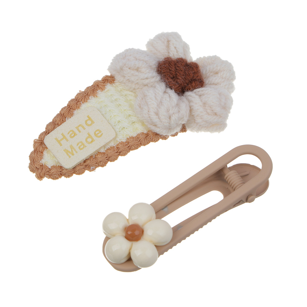 ЮНИLOOK Зажимы для волос 2шт, 6-7,5см, сплав, полиэстер, пластик, 3 дизайна, ACS-108, арт.№ 321-039