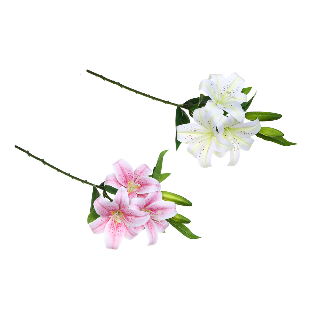 LADECOR Цветок искусственный лилия, 79 см, ткань, пластик, железная проволока, 2 цвета, арт.№ 535-203
