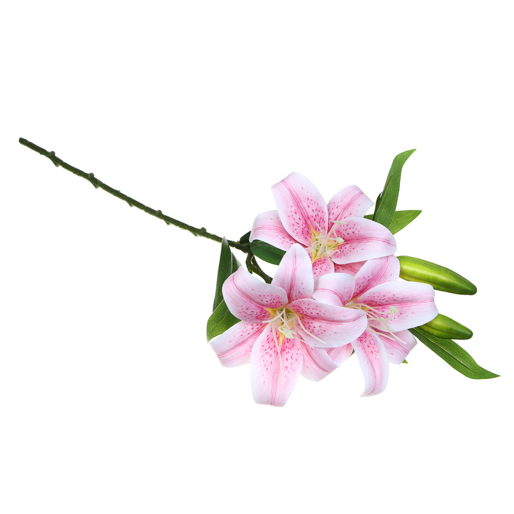 LADECOR Цветок искусственный лилия, 79 см, ткань, пластик, железная проволока, 2 цвета, арт.№ 535-203
