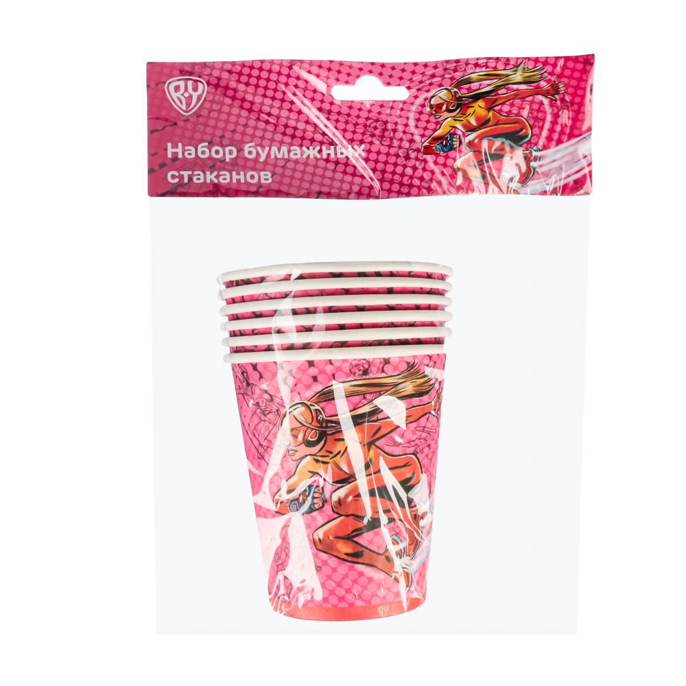 BY Супергерои вселенной Набор бумажных стаканов 6шт, 200мл, арт.№ 530-254