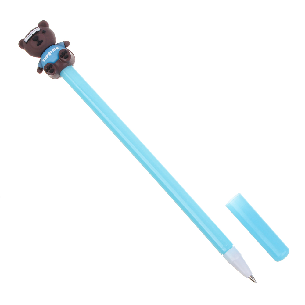 Ручка шариковая синяя в форме мишки, корпус 17,5 см, 4 дизайна, арт.№ 591-001