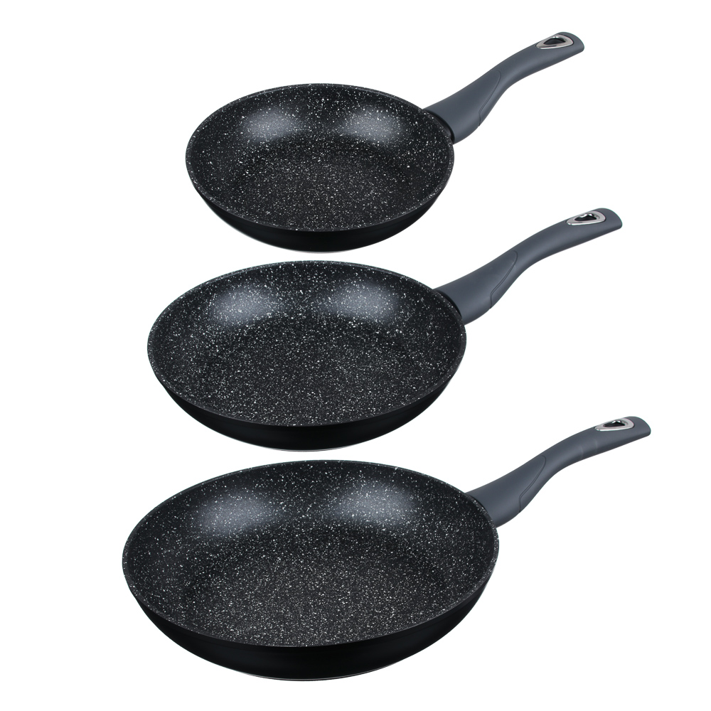 SATOSHI Труа Набор сковород литых 3пр, d=20,24,28см, антипригарное покрытие мрамор, индукция, арт.№ 846-505