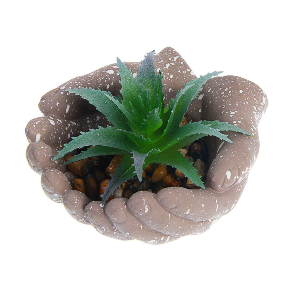 Суккулент искусственный в кашпо тм LADECOR 10x8x10 см, ПВХ, бетон, 2 вида, арт.№ 501-580