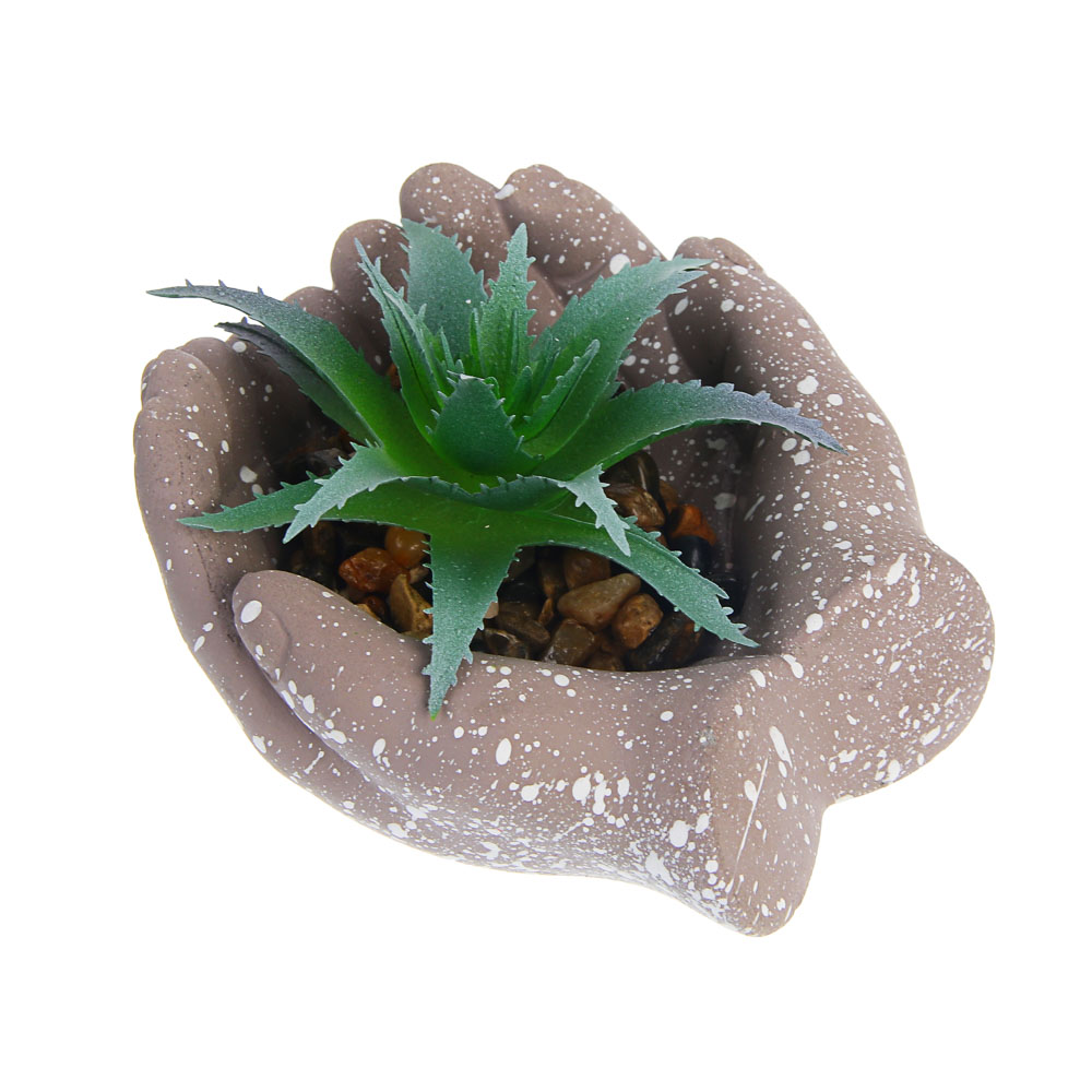 Суккулент искусственный в кашпо тм LADECOR 10x8x10 см, ПВХ, бетон, 2 вида, арт.№ 501-580