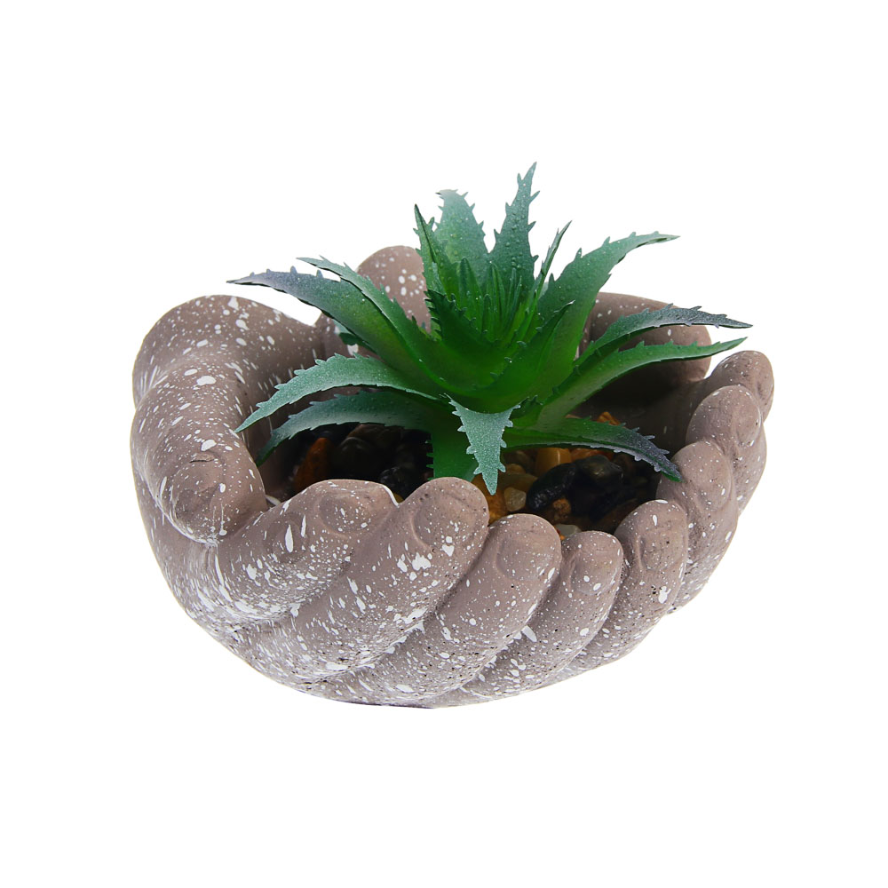 Суккулент искусственный в кашпо тм LADECOR 10x8x10 см, ПВХ, бетон, 2 вида, арт.№ 501-580