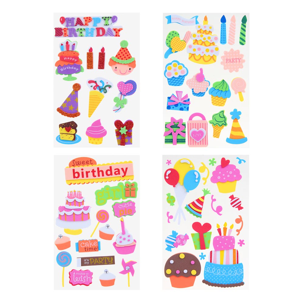 Fntastic Набор наклеек декоративных, 22x12,5 см, ПЕВА, сладости, 4 дизайна, арт.№ 503-019