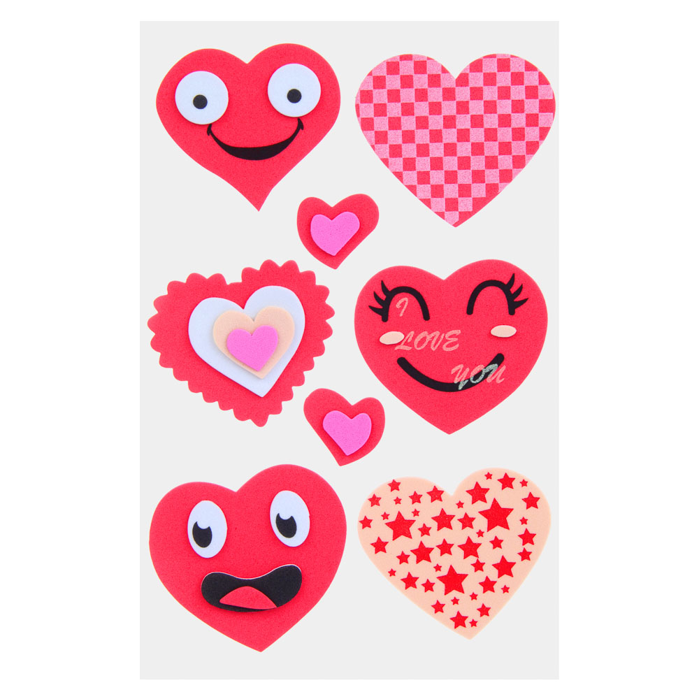 Fntastic Набор наклеек декоративных, 22x12,5 см, ПЕВА, сердечки, 5 дизайнов, арт.№ 503-021