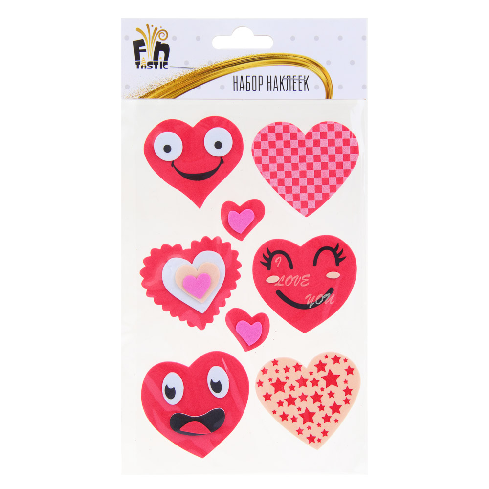 Fntastic Набор наклеек декоративных, 22x12,5 см, ПЕВА, сердечки, 5 дизайнов, арт.№ 503-021
