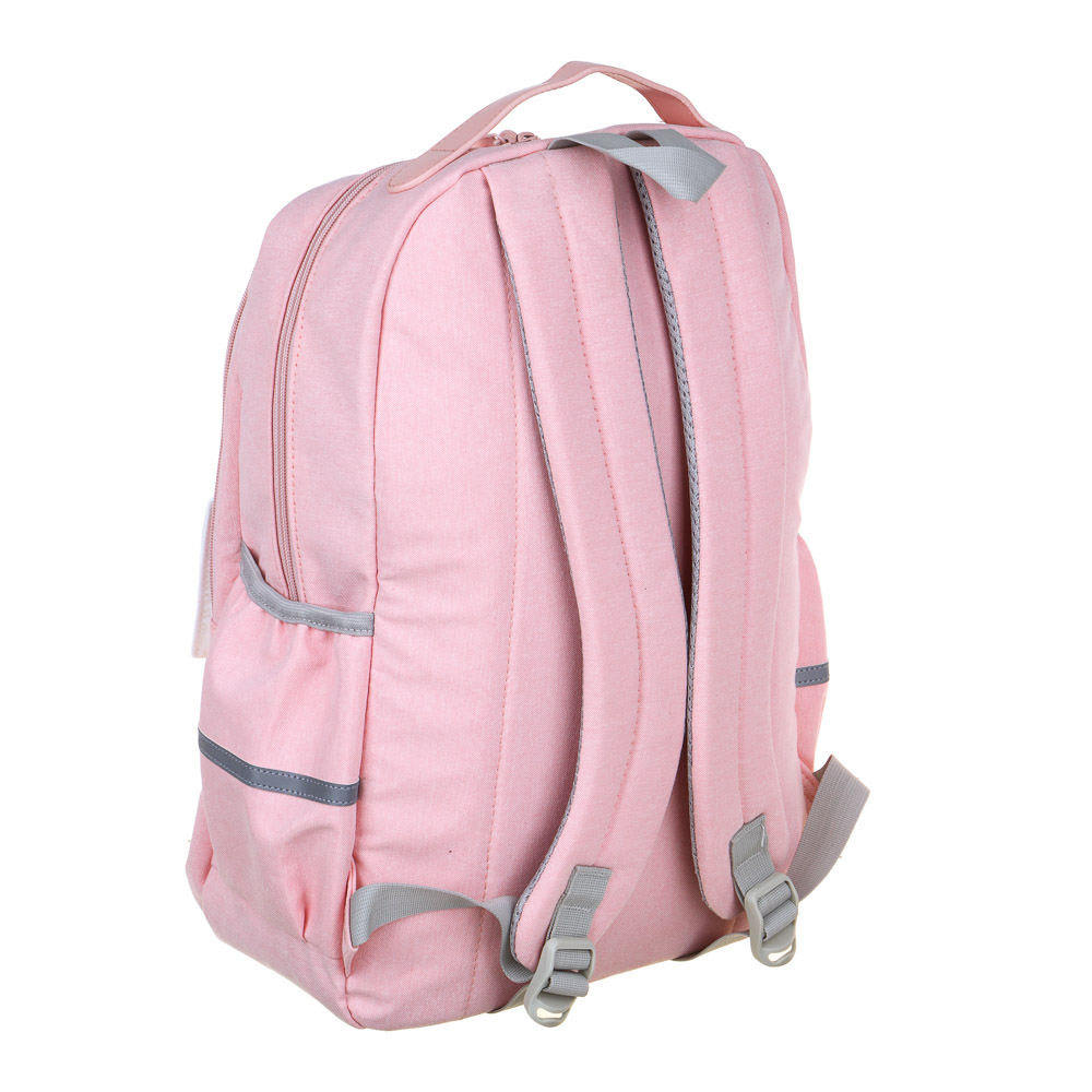 Рюкзак подростковый 45x30x20см, 2 отд., 3 карм., липучка, декор "мишка", ПЭ, иск.кожа, розовый, арт.№ 254-752