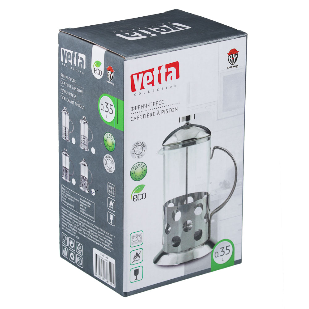 Френч-пресс, нерж.сталь, 350мл "Ивет", 4 дизайна, арт.№ 850-160