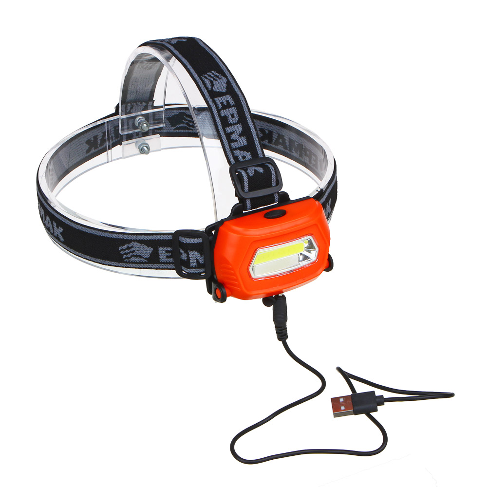 Фонарь налобный тм ЕРМАК, 1 COB, 200мАч, USB, 8х4см, пластик, 3 режима, арт.№ 221-071