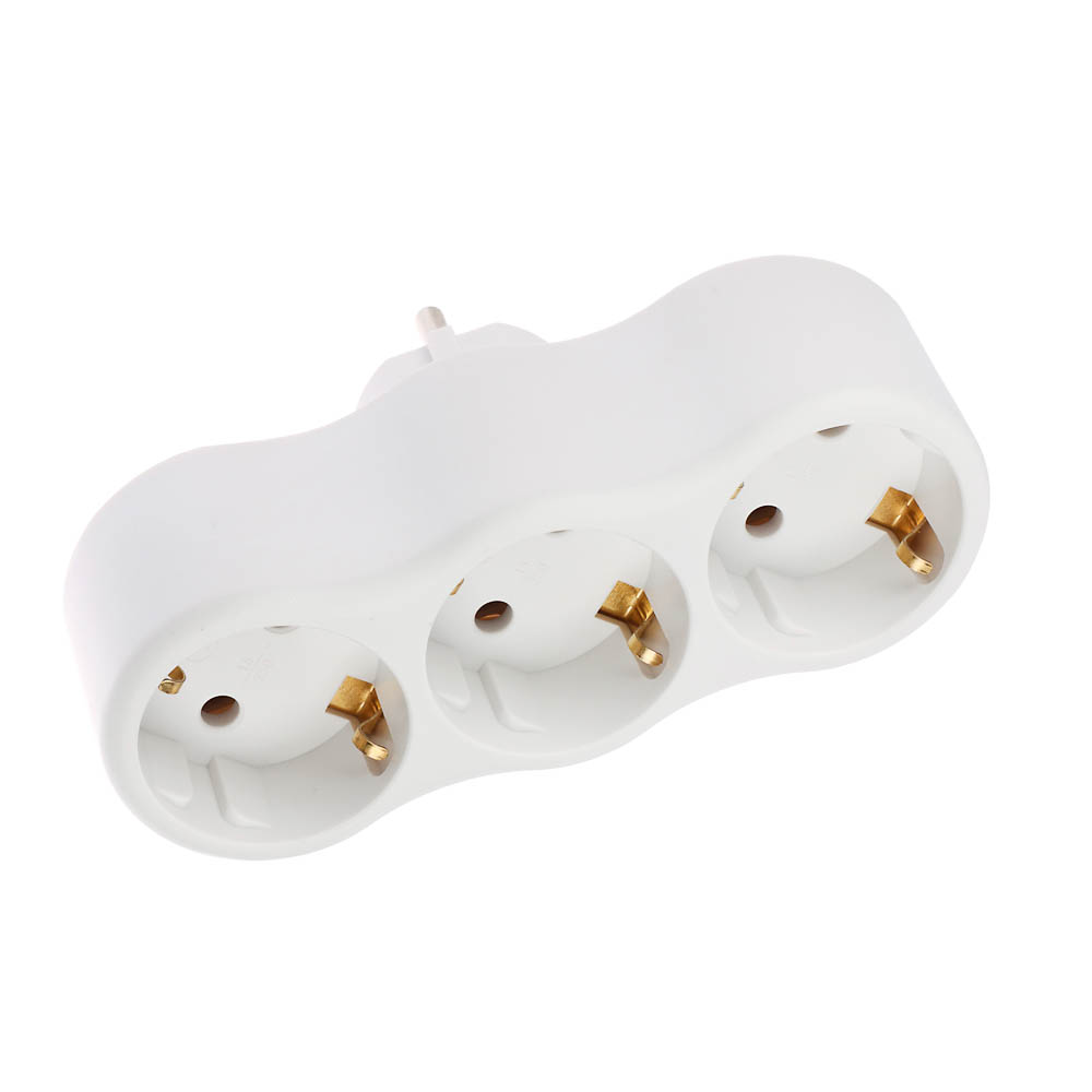 Разветвитель 3 гнезда Intro, евро, с заземлением, 16А, 250В, TR3e-W, белый, арт.№ 907-151