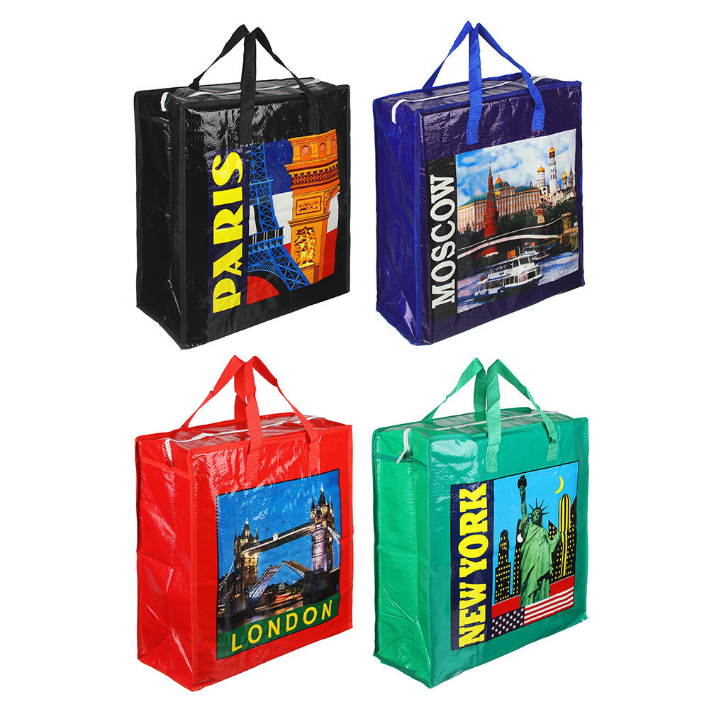 Сумка хозяйственная тм VETTA, 40х45х18см, 32 литра, до 6кг, полипропилен, 4 дизайна, арт.№ 467-094