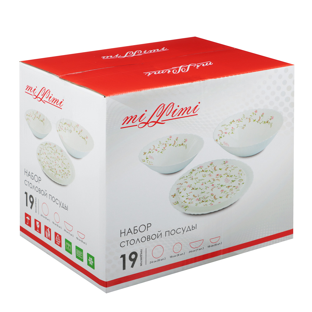 MILLIMI Клавель Набор столовой посуды 19 пр., опаловое стекло, арт.№ 818-002