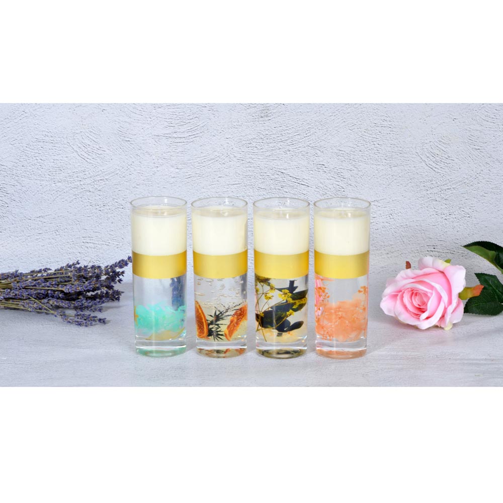 LADECOR Свеча ароматическая с декором, в стеклянном подсвечнике, 16,5см, 4 вида, арт.№ 508-632