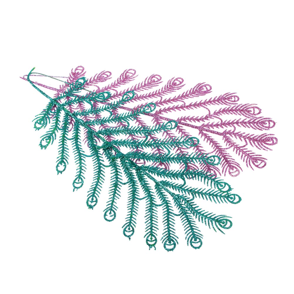 СНОУ БУМ Украшение декоративное в виде веточки с глиттером, пластик, 25х15см/34-37см, 6 видов, арт.№ 353-096
