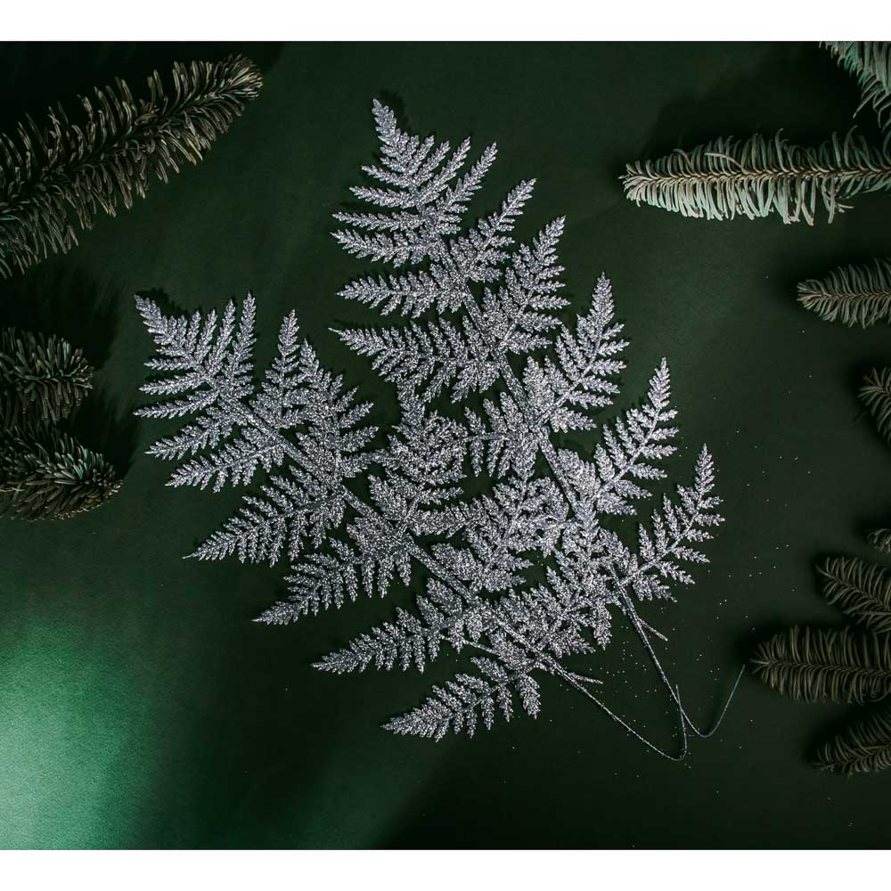 СНОУ БУМ Украшение декоративное в виде веточки с глиттером, пластик, 25х15см/34-37см, 6 видов, арт.№ 353-096