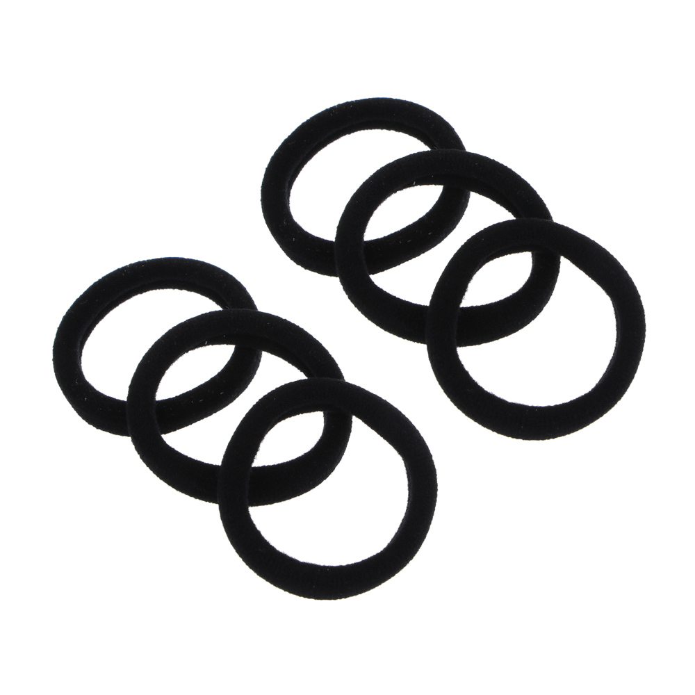 BERIOTTI Набор резинок для волос 6шт, полиэстер, 4см, черные, BL-01, арт.№ 322-061