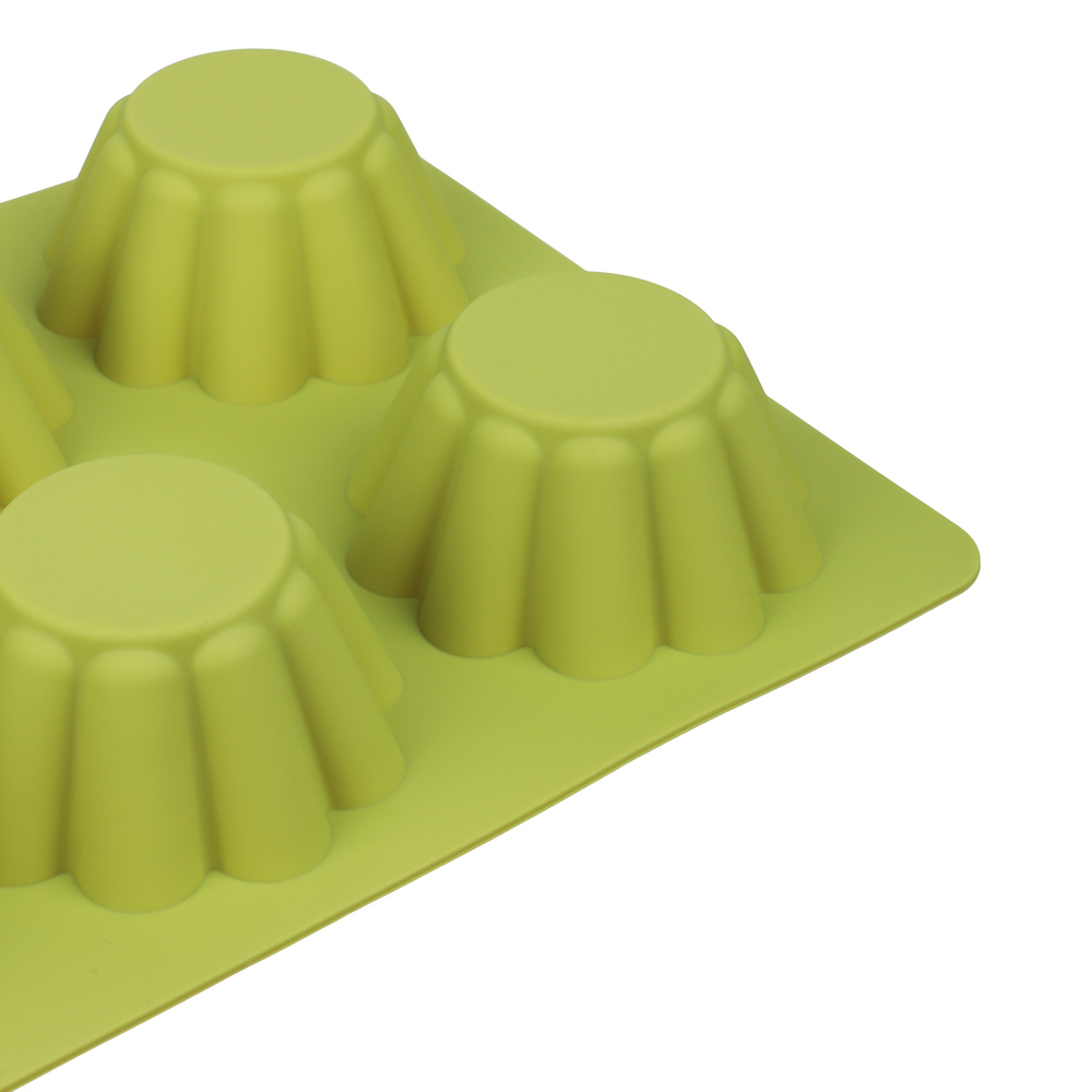 VETTA Форма силиконовая 6 ячеек, для кексов, гофрированная, 25.5x18x3.5см, 3 цвета, арт.№ 891-005