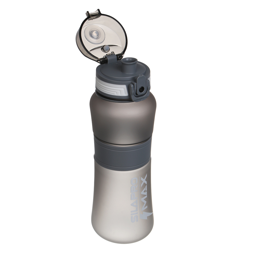 SILAPRO MAX Бутылка спортивная с замком, ULTIMATE GREY, 600мл, РС, силикон, арт.№ 088-080