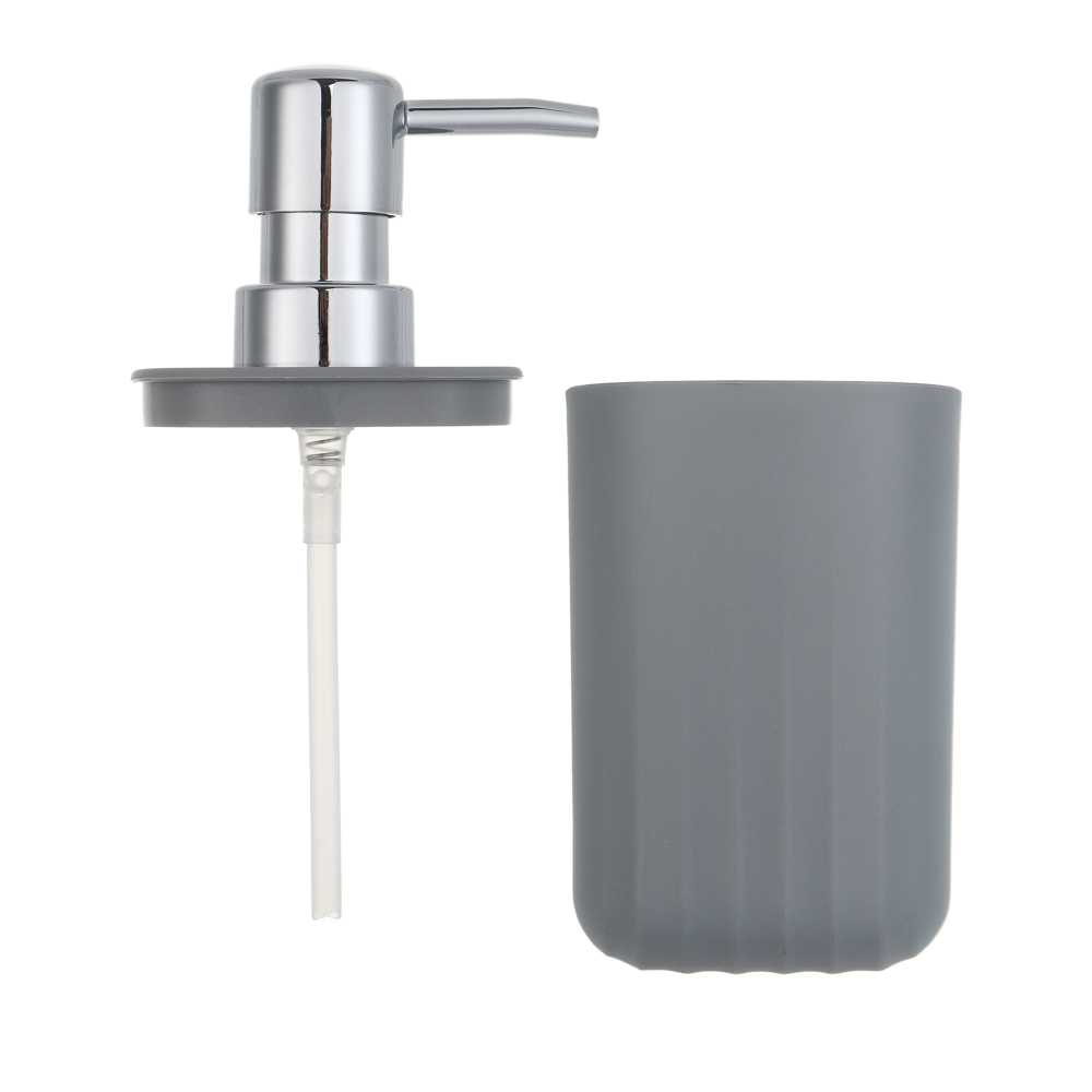 Диспенсер для жидкого мыла тм VETTA Сидней, 250мл, пластик, PP, серый, 7x16см, арт.№ 463-569