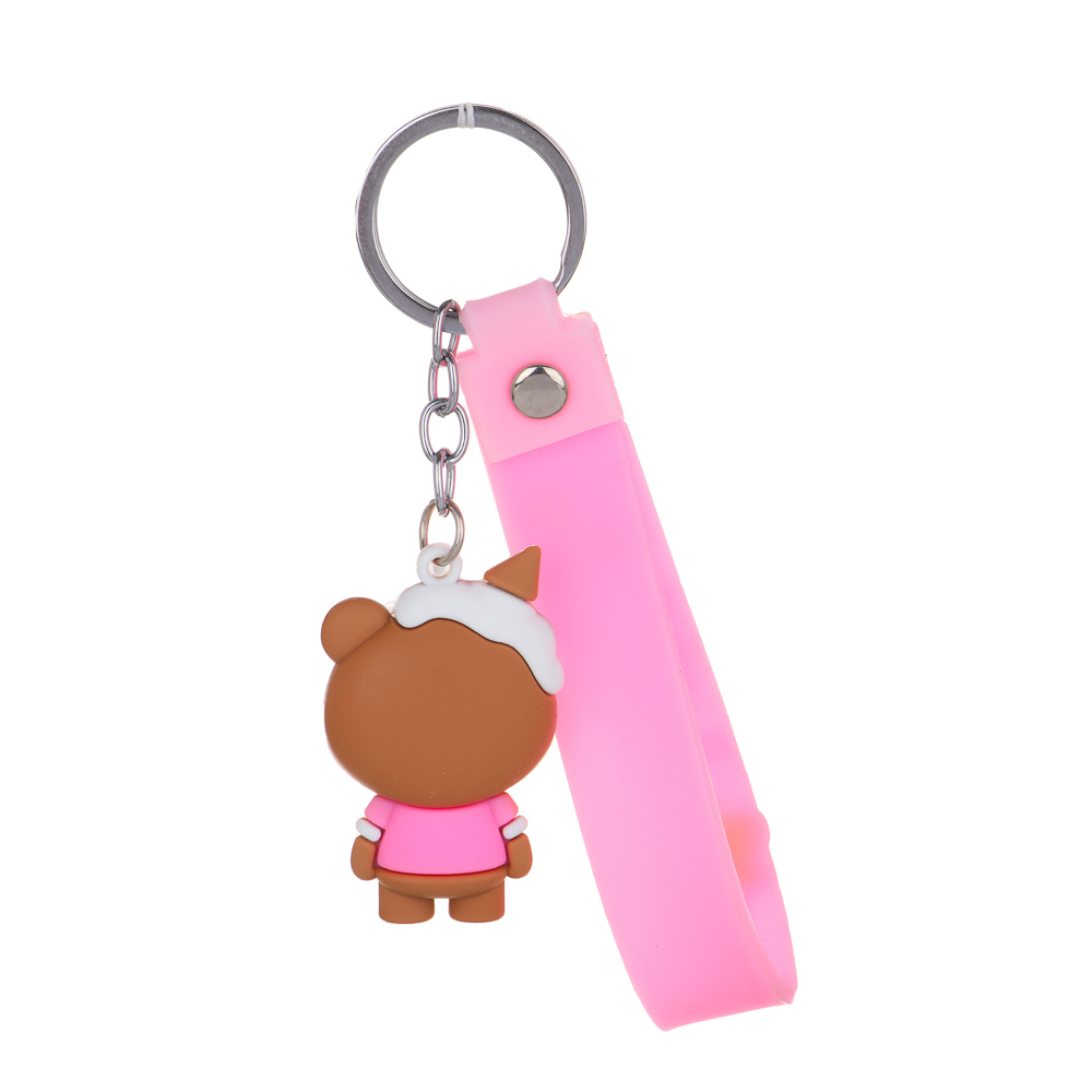 Брелок в форме мишки, 5-5,5x3-3,5 см, пластик, метал. цепь и кольцо, пластик .петля, 4 дизайна, арт.№ 095-041