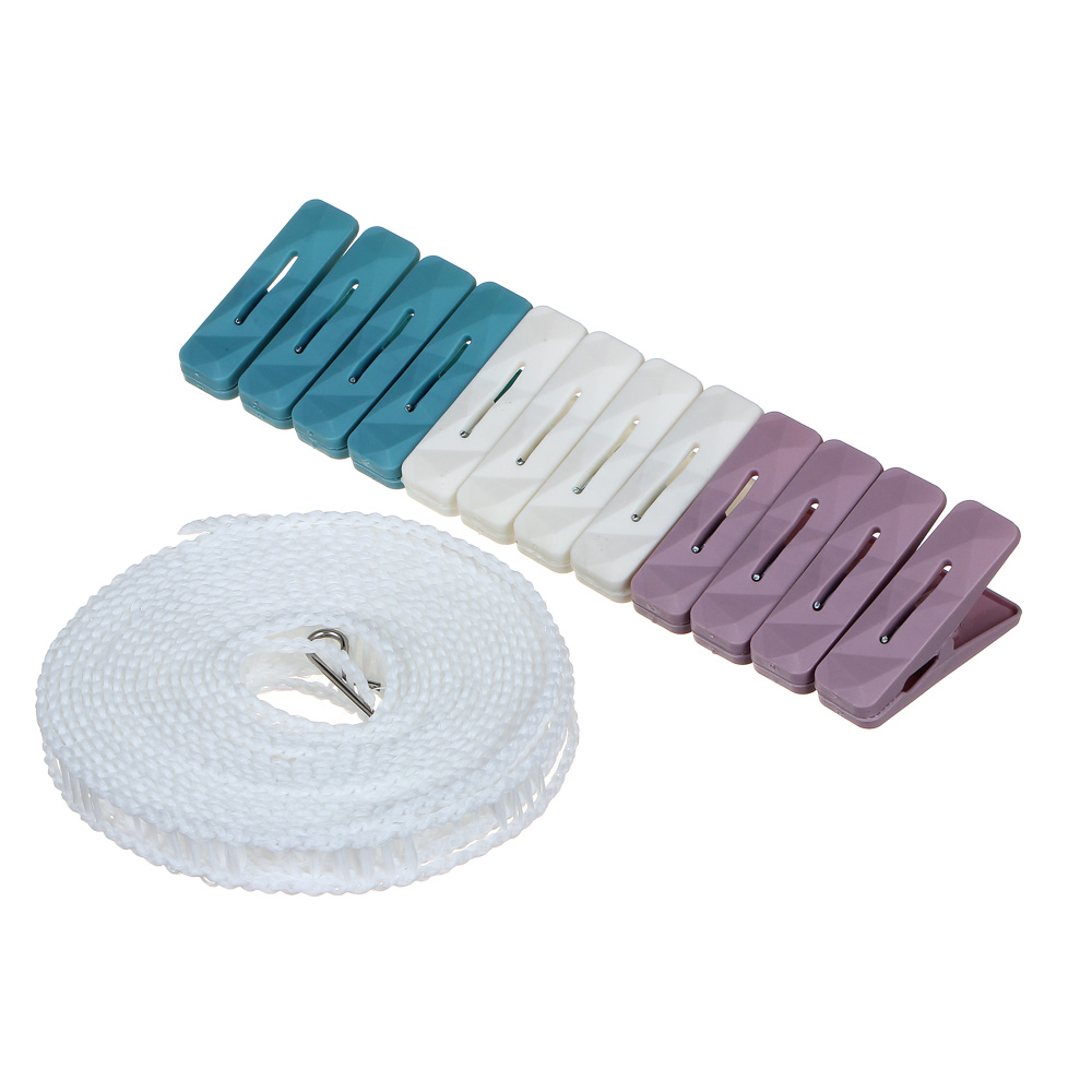 BY Набор прищепок 12шт с веревкой "В гостях у сказки", пластик, арт.№ 453-100