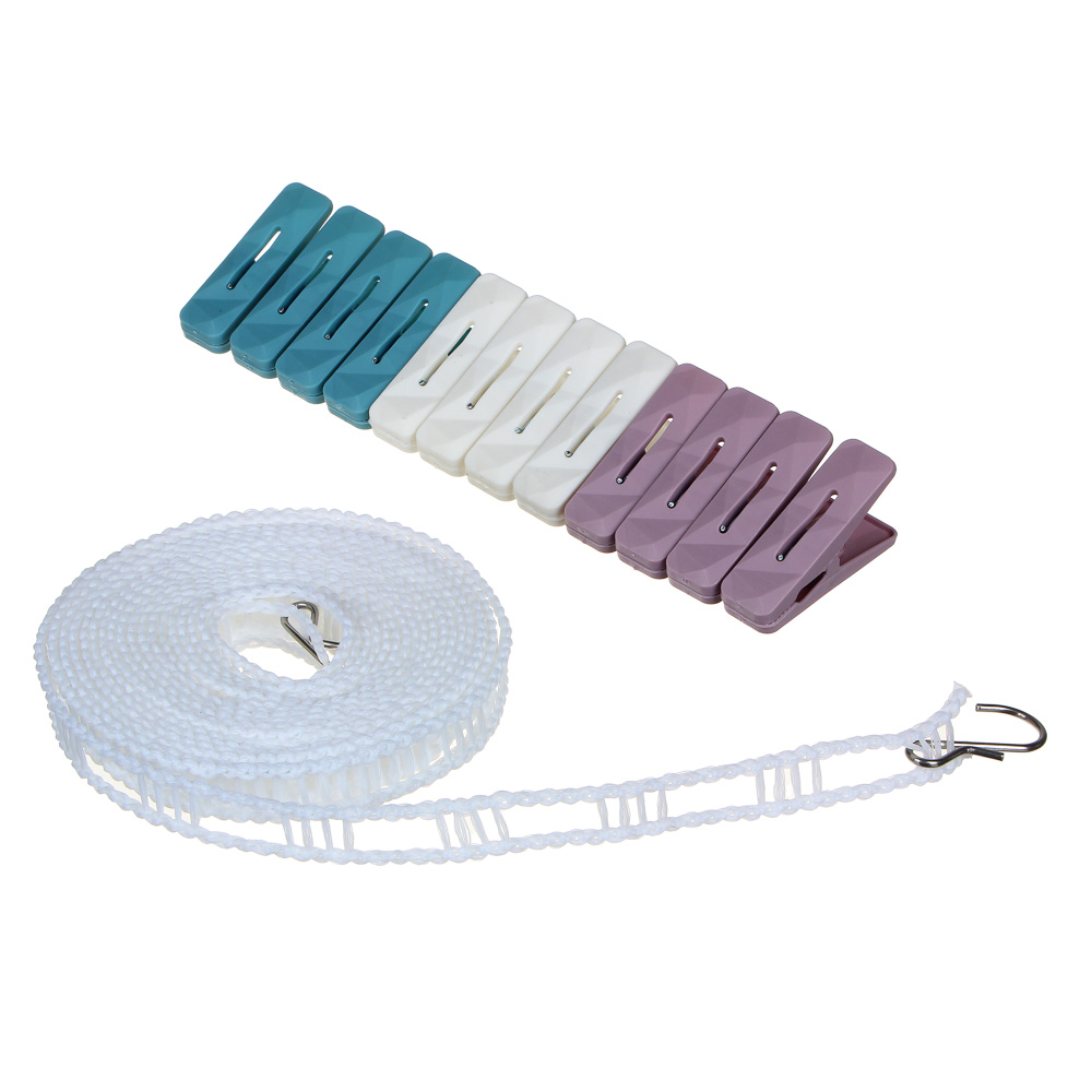 BY Набор прищепок 12шт с веревкой "В гостях у сказки", пластик, арт.№ 453-100