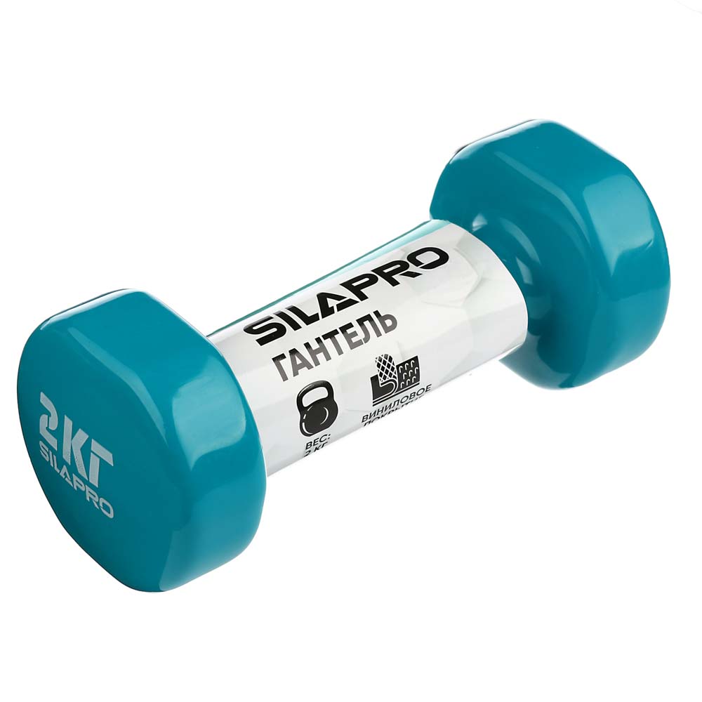 SILAPRO Гантель с виниловым покрытием 2кг (+-100гр), металл, арт.№ 197-007