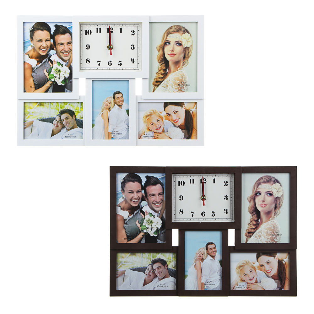 LADECOR CHRONO Часы настенные с фоторамкой, 42х29см, плавный ход, 1хАА, пластик, стекло, 2 цвета, арт.№ 581-525