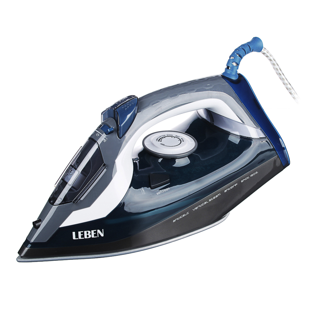 LEBEN Утюг с отпаривателем 2400 Вт, подошва - керамика, арт.№ 249-035