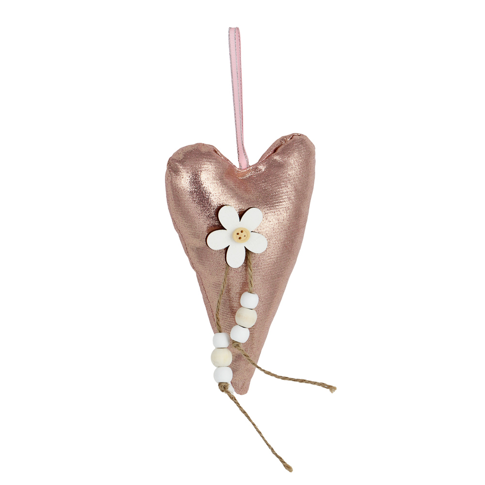 Декор - подвеска, сердце с цветком, 9x22 см, полиэстер, арт.№ 597-258