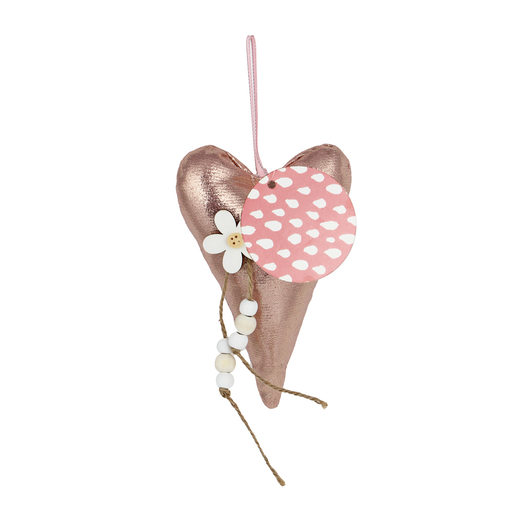 Декор - подвеска, сердце с цветком, 9x22 см, полиэстер, арт.№ 597-258