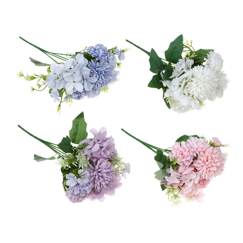 LADECOR Букет искусственных цветов, 30 см, пластик, ткань, 4 цвета, арт.№ 426-003