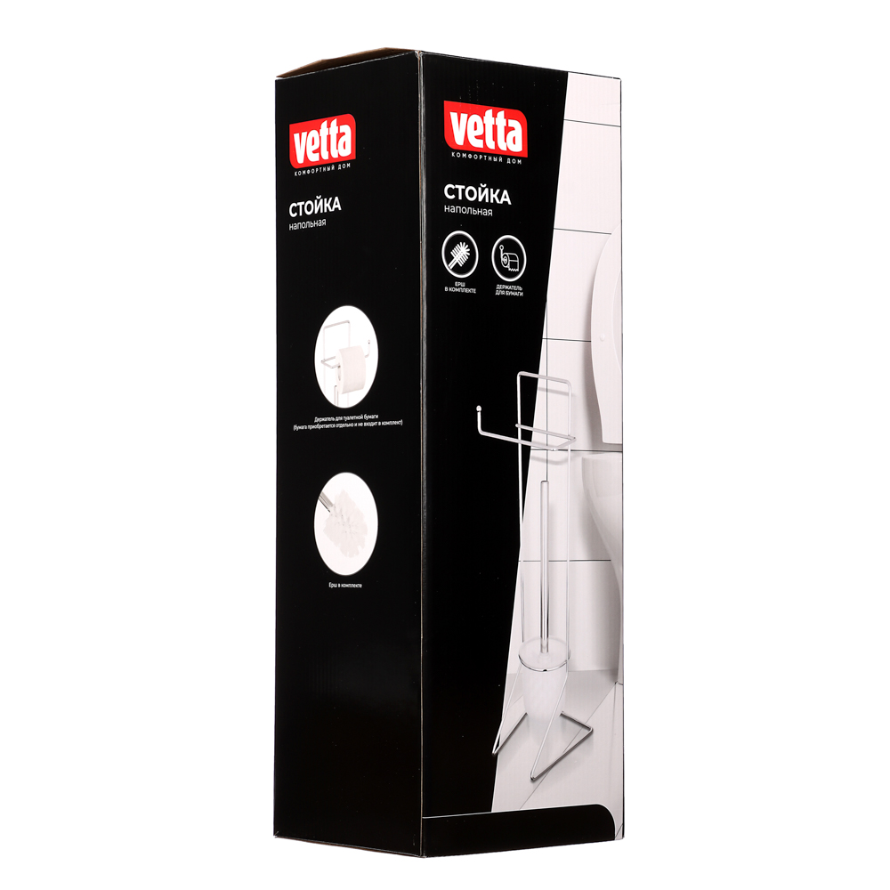 VETTA Стойка напольная с ершом и держателем для туалетной бумаги, хром, стекло, нерж.сталь, арт.№ 563-022