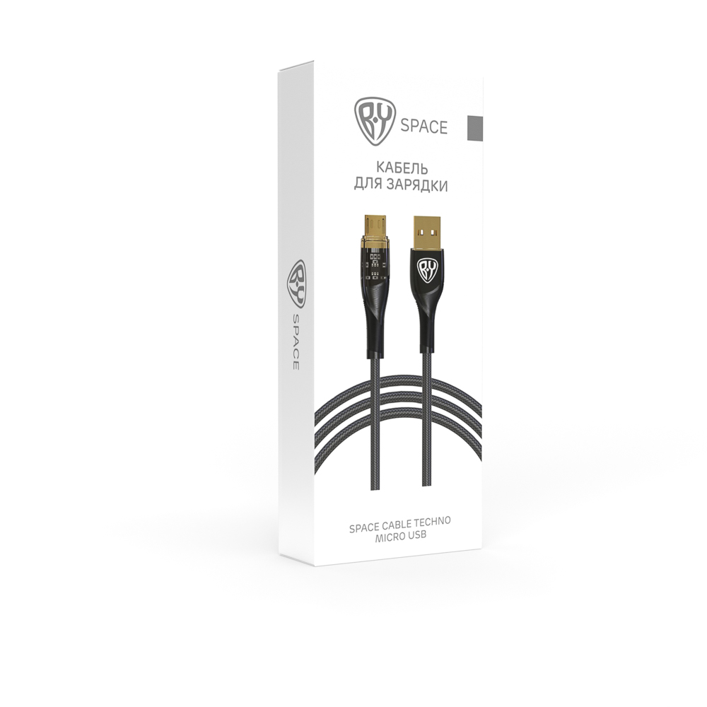 Кабель для зарядки USB(A)-microUSB BY Space Cable Techno, 1 м, 3А, Быстрая зарядка QC3.0, черный, арт.№ 931-347