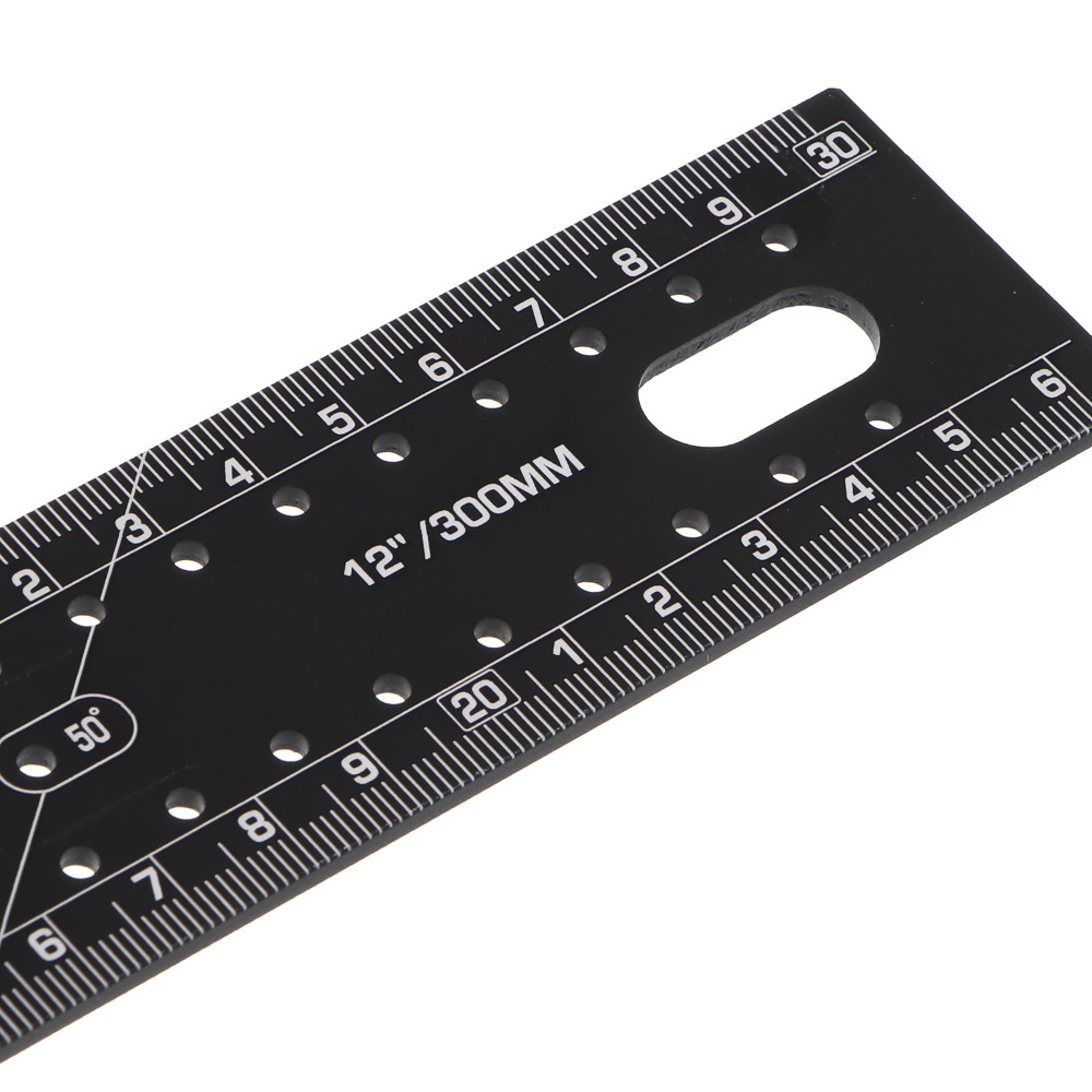 Угольник разметочный 30см тм ЕРМАК, с отверстиями для разметки(интервал 5мм) и пузырьковым уровнем, арт.№ 665-228