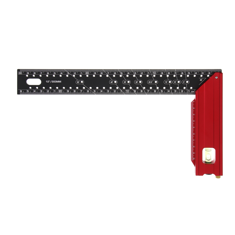 Угольник разметочный 30см тм ЕРМАК, с отверстиями для разметки(интервал 5мм) и пузырьковым уровнем, арт.№ 665-228