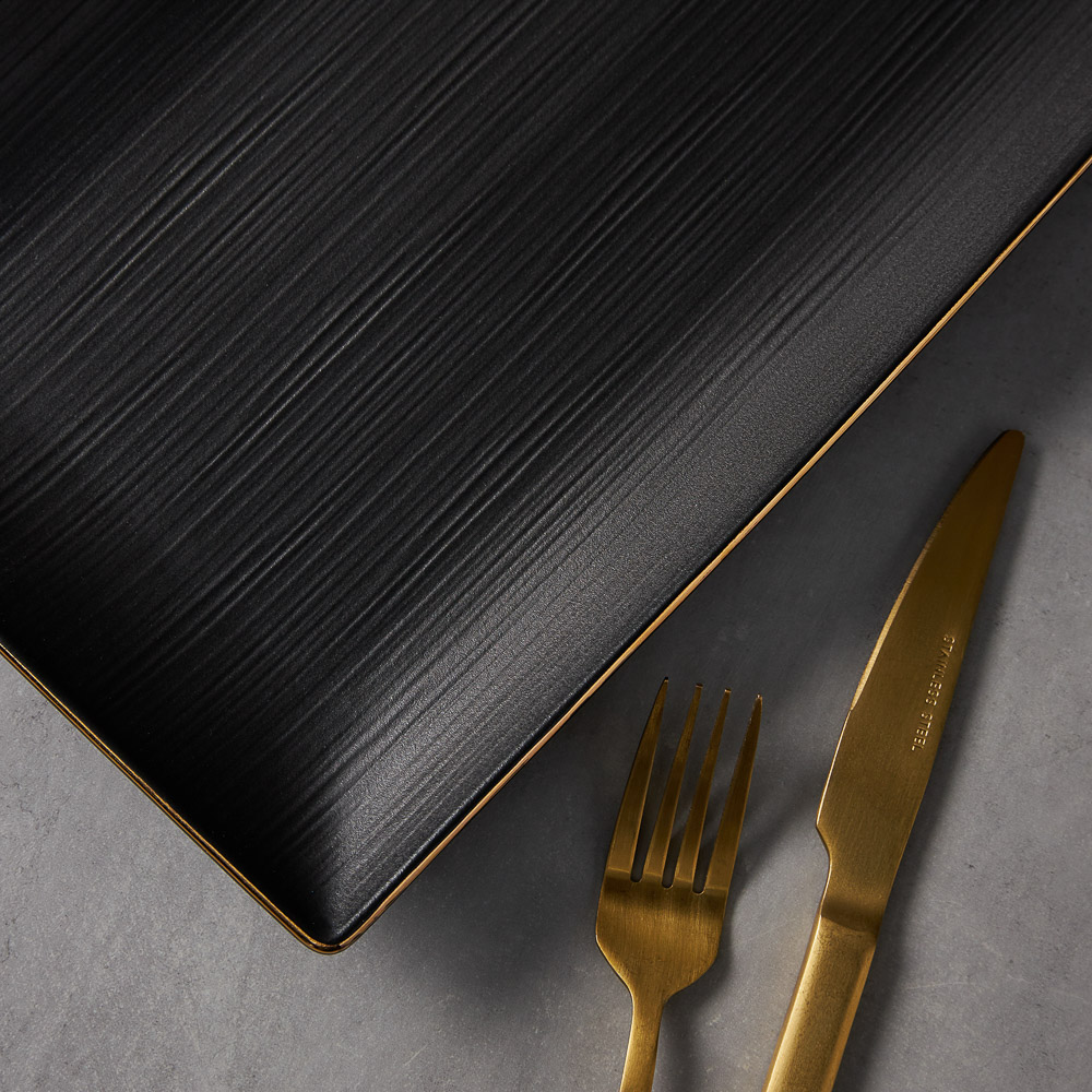 BY COLLECTION Black Line Блюдо прямоугольное, 33,5х19х2,5см, фарфор, арт.№ 816-424