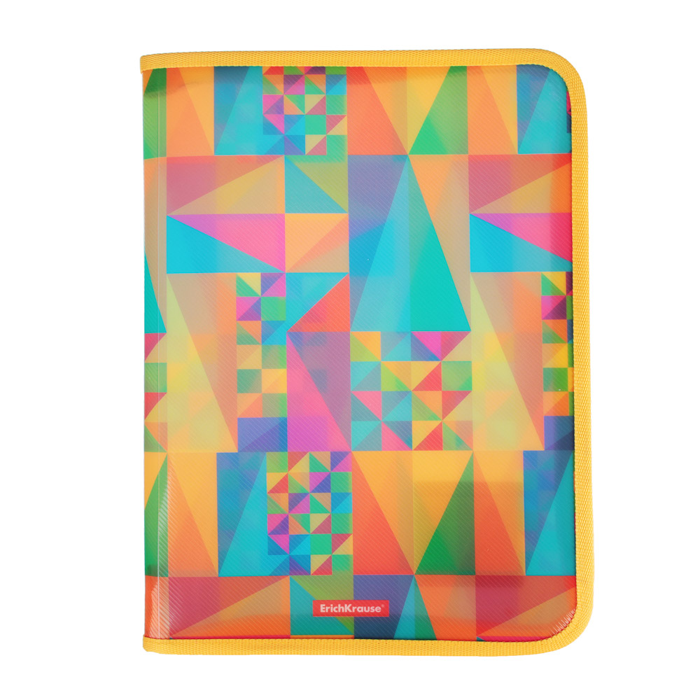 Erich Krause Папка для тетрадей для A4, молния вокруг, пластик с цв. печатью, 4 дизайна, арт.№ 236-076