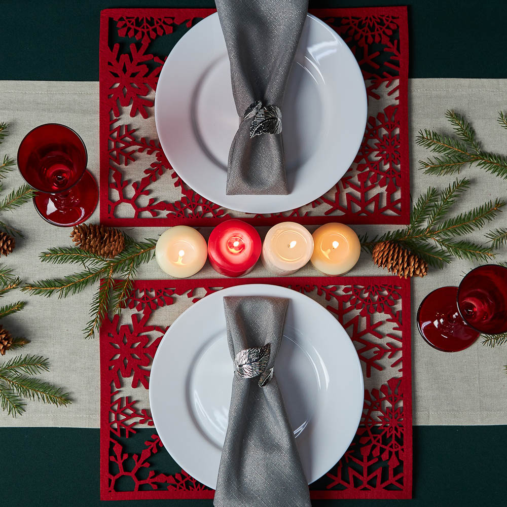 PROVANCE Асти Подставка фетровая сервировочная 2шт, 25х35см, 100% полиэстер, красный, арт.№ 492-123