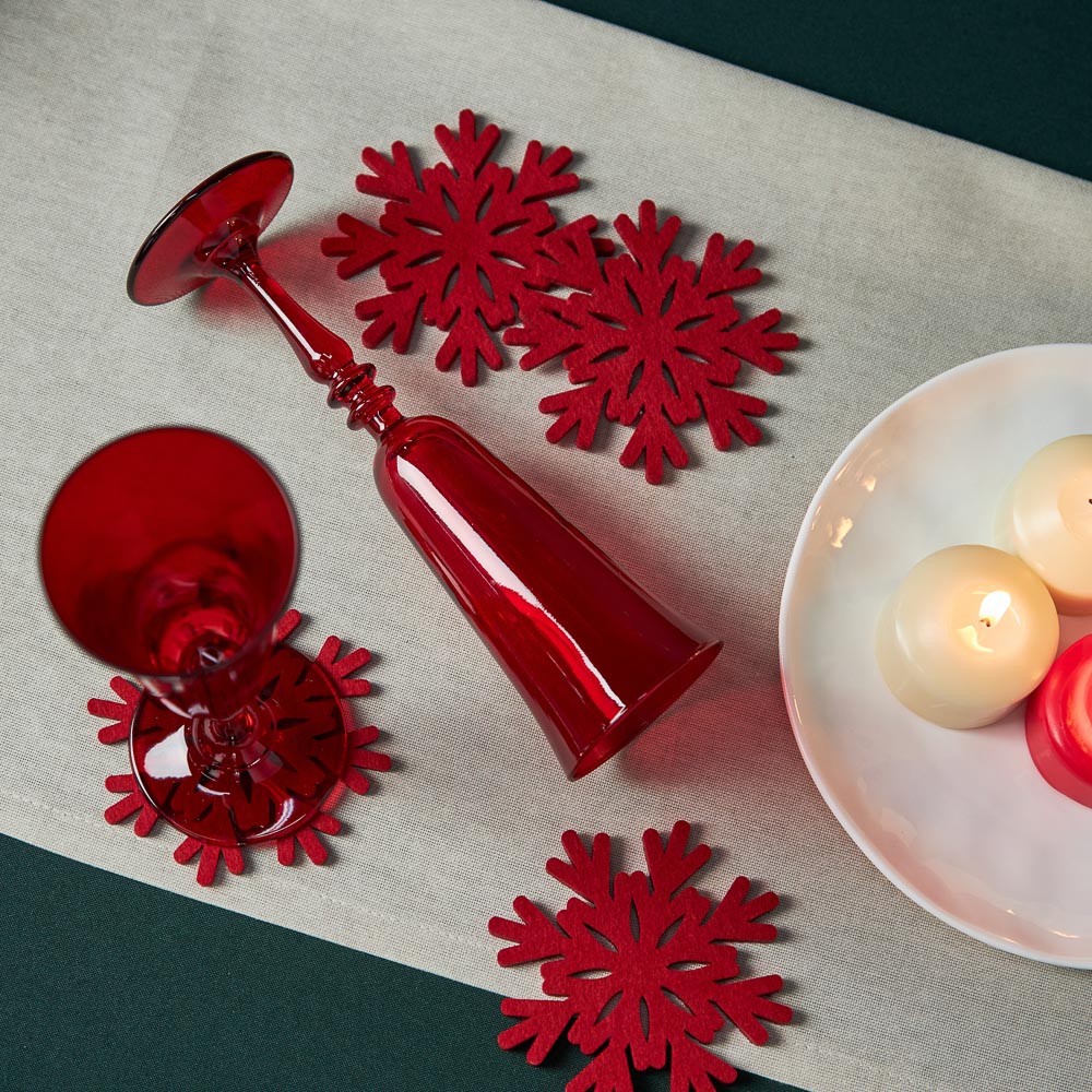 PROVANCE Асти Подставка фетровая 4шт, 10см, 100% полиэстер, красный, арт.№ 492-125