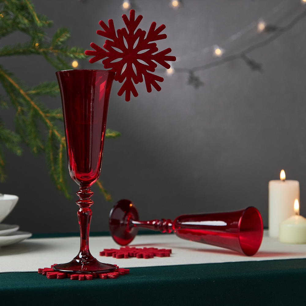 PROVANCE Асти Подставка фетровая 4шт, 10см, 100% полиэстер, красный, арт.№ 492-125