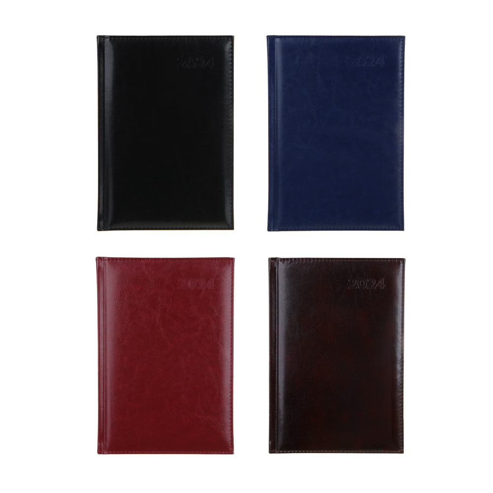 Ежедневник на 2024 "БИЗНЕС" А5, 352 стр., тв.обл.с поролоном, искусственная кожа, 4 цвета, арт.№ 572-129