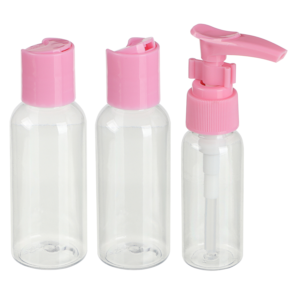 Набор для косметики дорожный 3 предмета (2 шт-50 мл, 1шт-30мл) тм ЮНИLOOK, пластик, 2 цвета, арт.№ 357-191