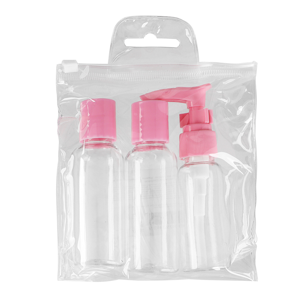 Набор для косметики дорожный 3 предмета (2 шт-50 мл, 1шт-30мл) тм ЮНИLOOK, пластик, 2 цвета, арт.№ 357-191