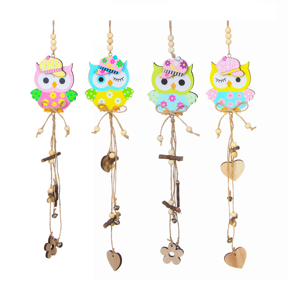 INBLOOM Подвеска декоративная садовая Совушка, 46 см, МДФ, 4 дизайна, арт.№ 153-133