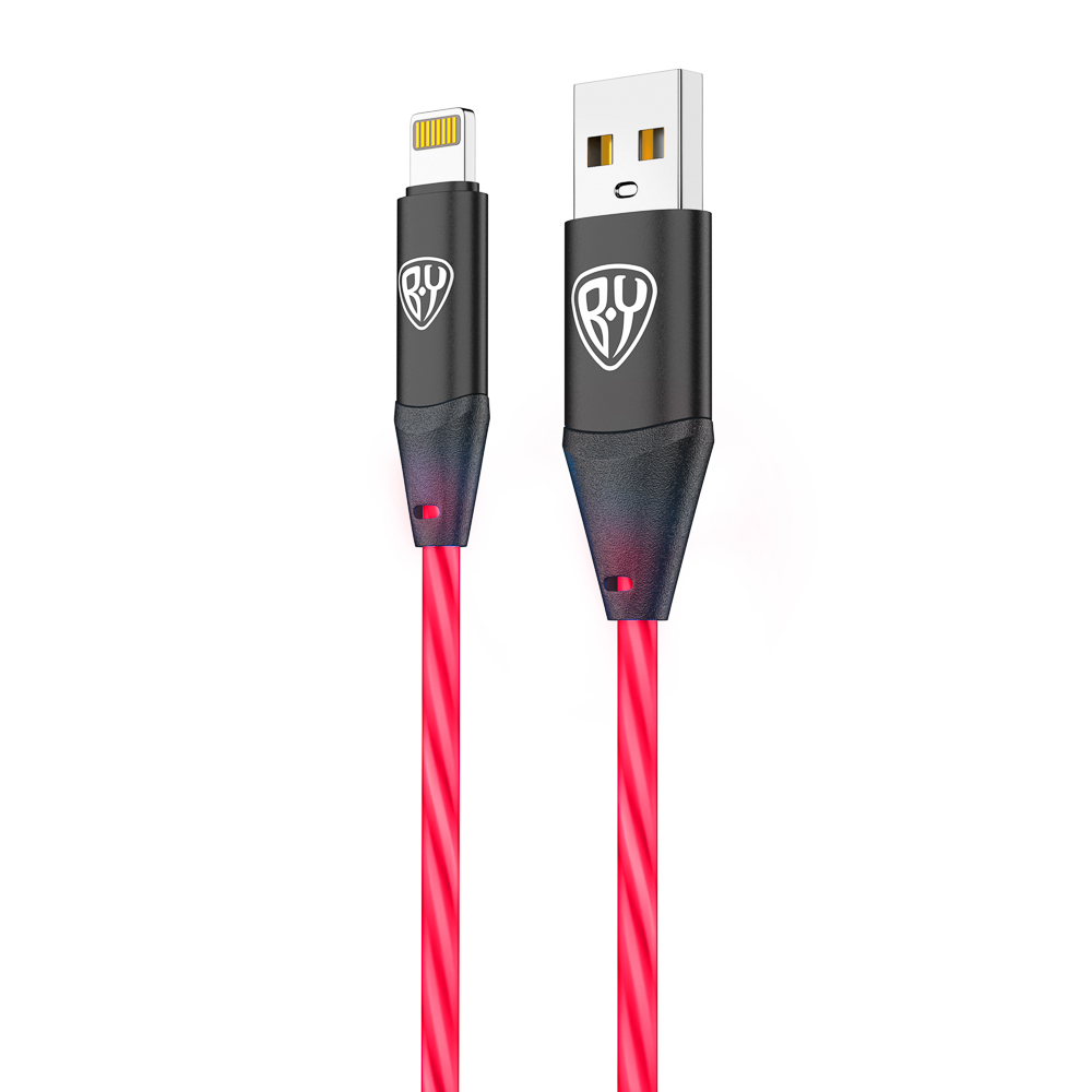 BY Кабель для зарядки Светящийся iP, 1м, 2.4А, Быстрая зарядка, подсв. оранжевая, Герои, ЕРМАК, арт.№ 931-469