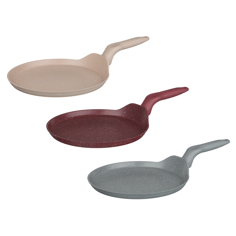 Сковорода литая блинная тм SATOSHI Мари d24см, антипригарное покрытие мрамор, индукция, 3 цвета, арт.№ 846-776