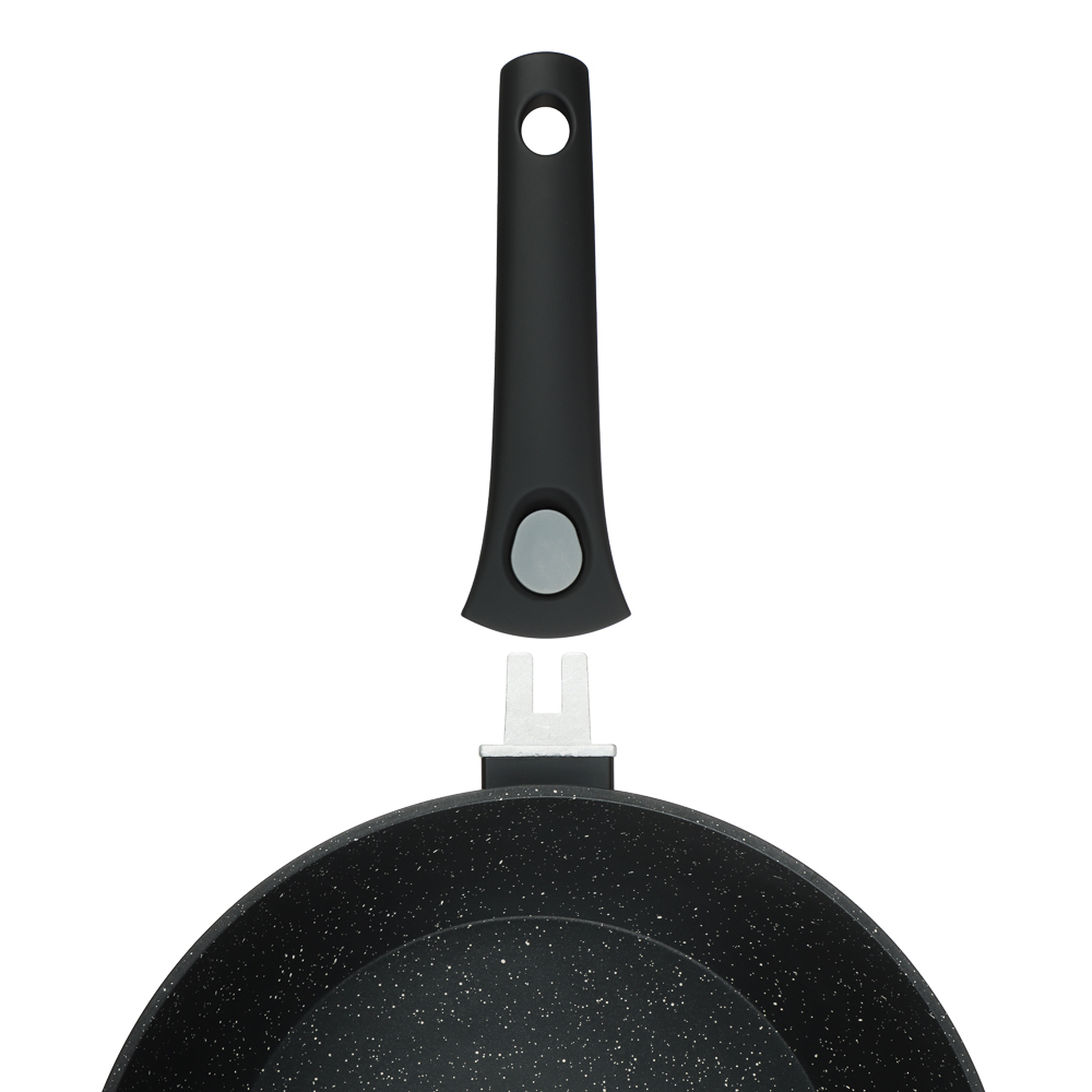 Сковорода глубокая литая тм SATOSHI Оникс с крышкой d28см, антипр.покр. мрамор, съем. ручка, индук., арт.№ 846-777